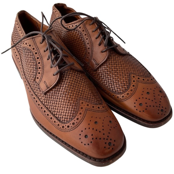 Allen Edmonds Leiden Weave Brown Wingtip Derby Dress Shoes Men's1